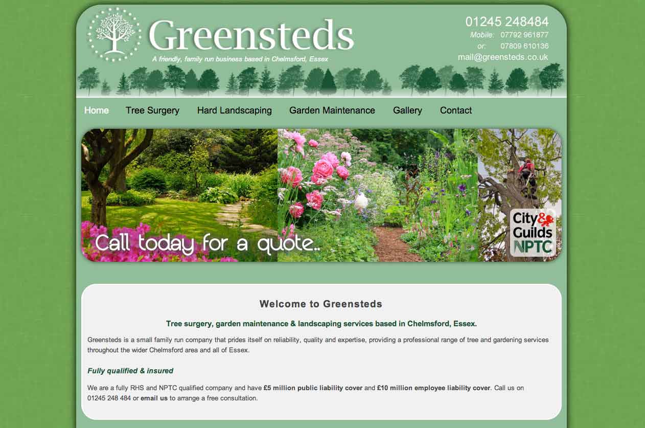 greensteds website screenshot